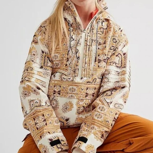 Free People Jackets & Blazers - NWT Free People Movement Alpine Glow Ski Pullover Jacket Paisley Hooded Coat M
